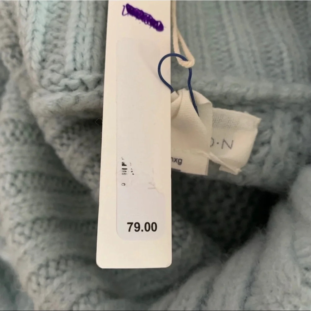 Caslon NWT Light Blue Chunky Cable Knit Turtleneck Sweater Medium Women’s - Picture 9 of 11